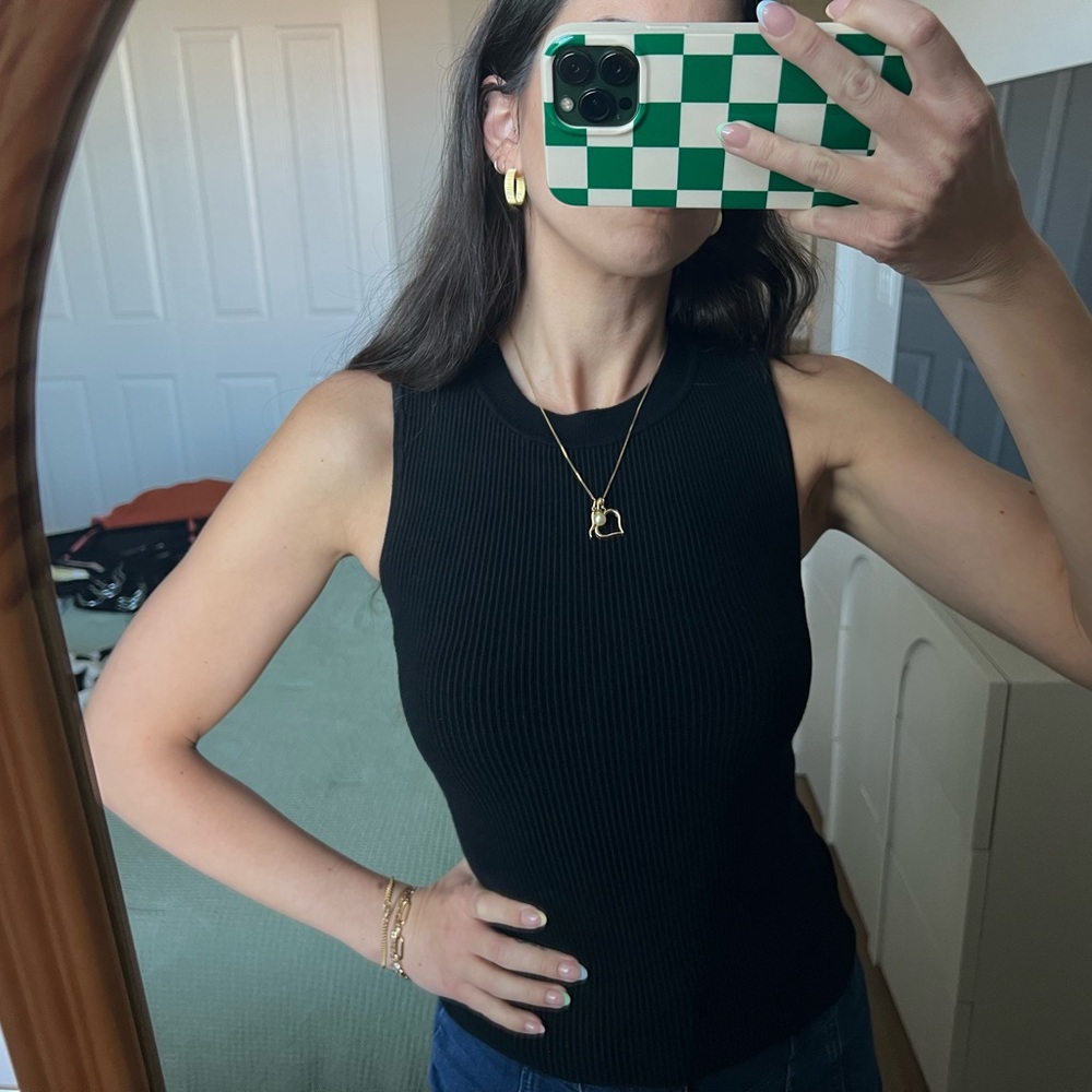 Abercrombie & Fitch Black Sleeveless Ribbed Knit Top